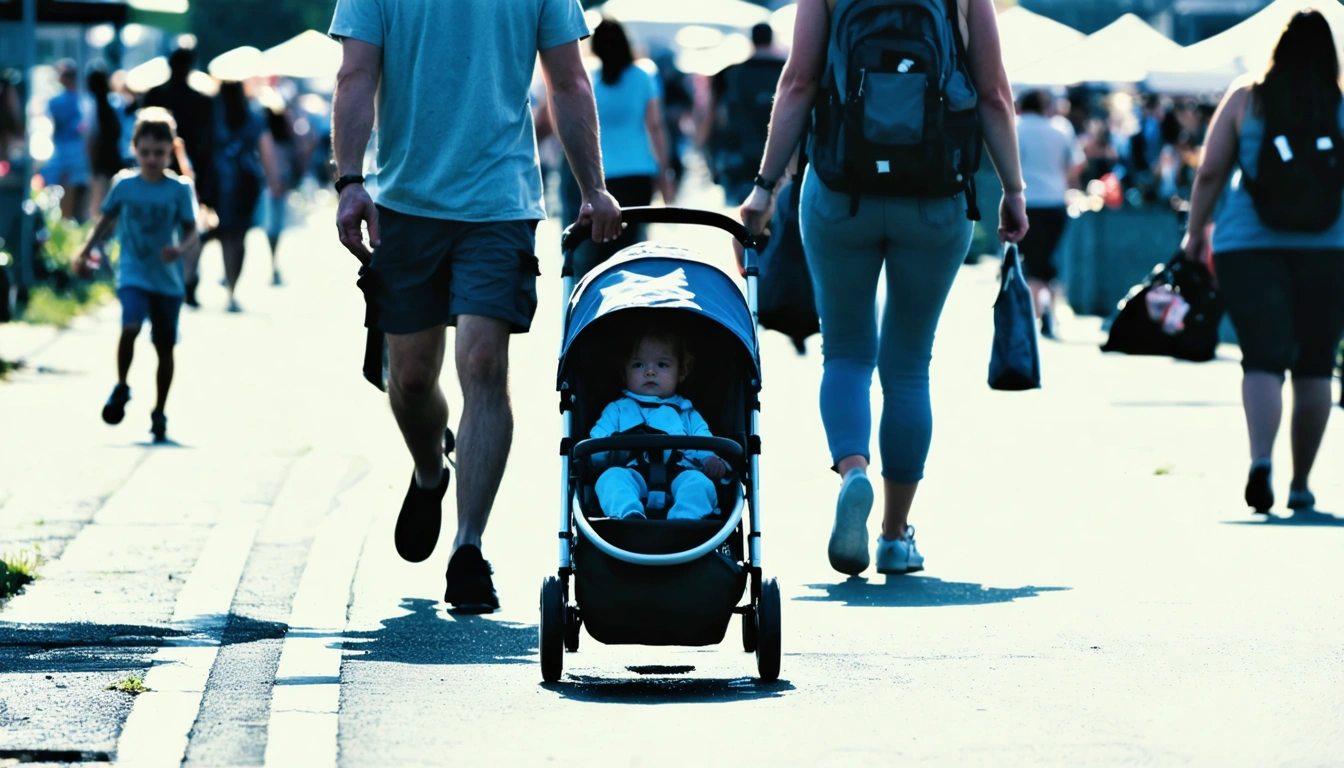 Community group smiling together outdoors with bright colors